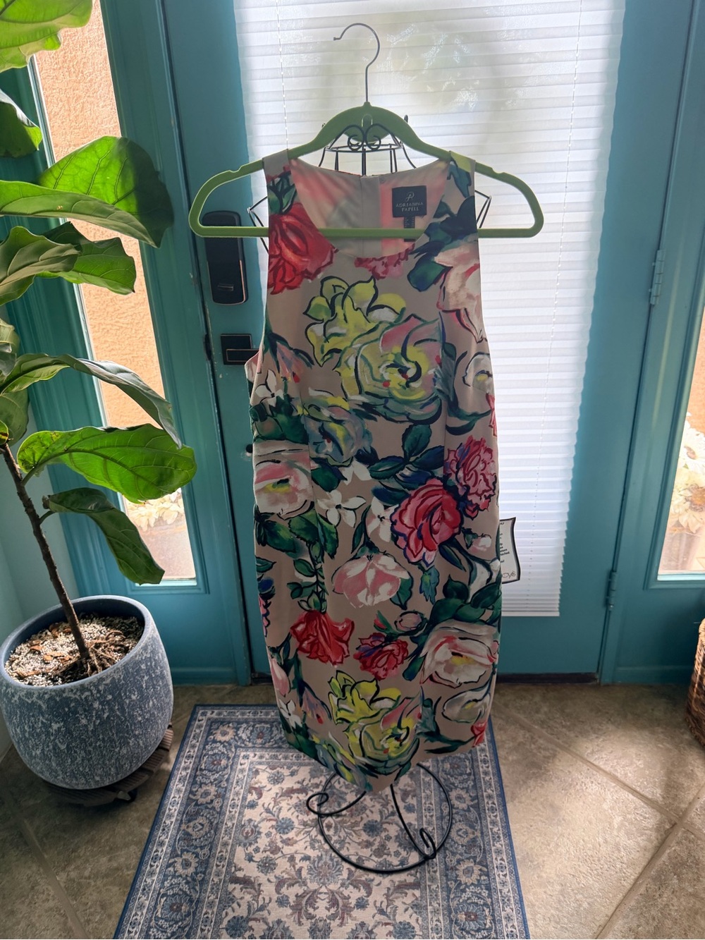 Adrianna Papell Floral Sheath Dress in Pink, Green, Yellow